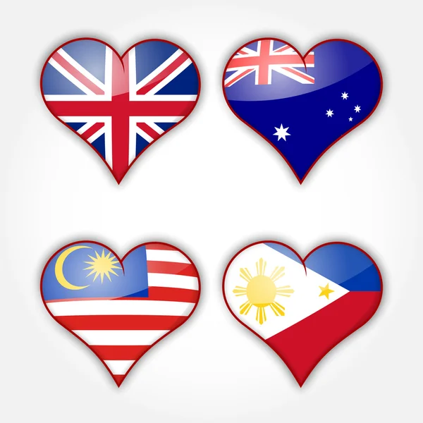 Flags in the hearts Vector Graphics