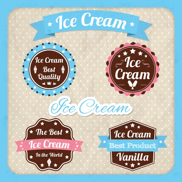复古冰淇淋标签集合的 — 图库矢量图片