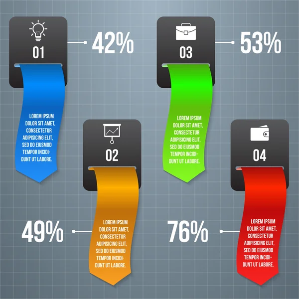 Tabulátory: 1, 2, 3, 4. čtyři bannery — Stockový vektor