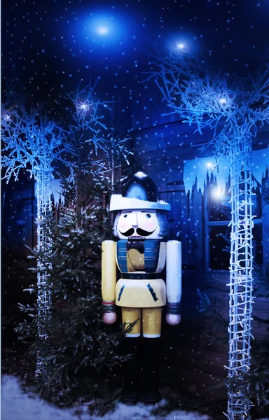 Vintern trä soldat — Stockfoto