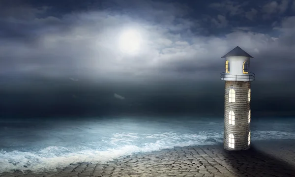 Night at the lighthouse — Stock Photo, Image