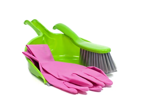 Dustpan and golves — Stock Photo, Image