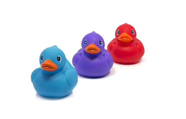 Pato de banho azul rosa e vermelho — Fotografia de Stock