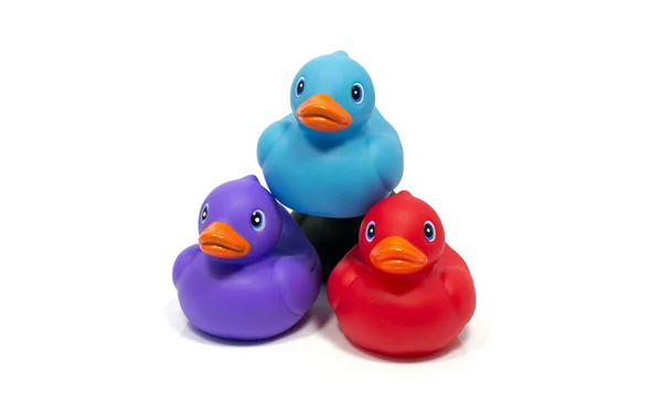 Blue pink and red batch ducks — Stock Photo, Image