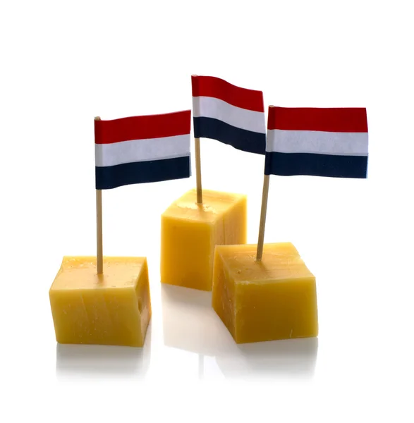 荷兰奶酪被隔绝在白色的多维数据集 — 图库照片