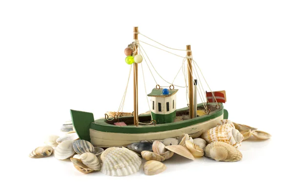 Danish boat and beach shell — Stock Photo, Image