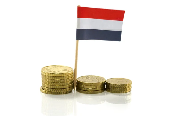 Dutch flag with euro coins — Stock Photo, Image