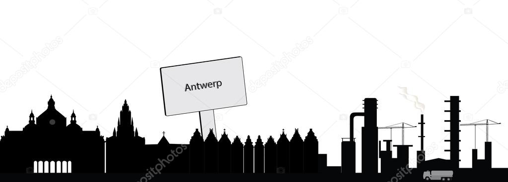 Antwerp sklyine Royalty Free Stock Illustrations