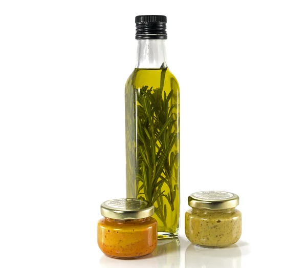 Olio d'oliva e salse — Foto Stock