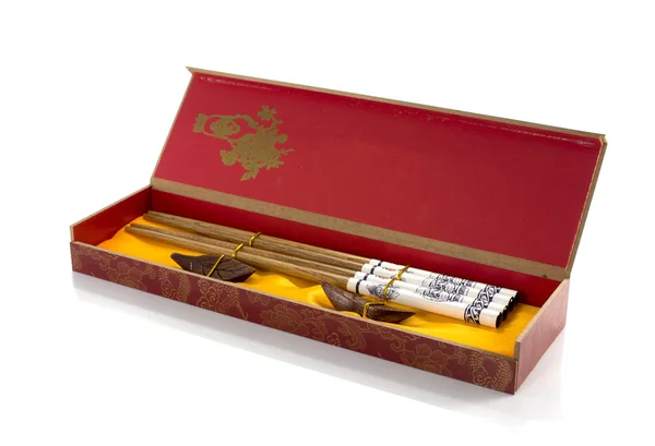 Box with chinese chopsticks — Stock Photo, Image