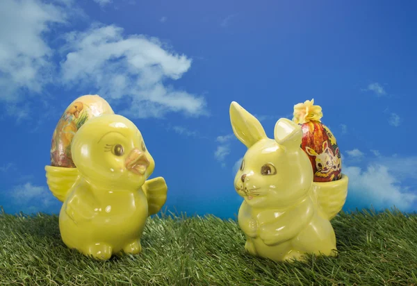 Easter duck and bunny — Stock Photo, Image