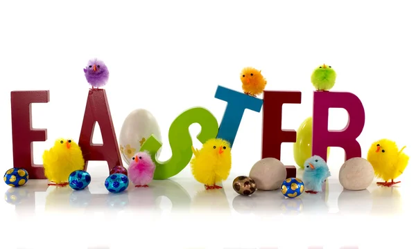Eastereggs and chicks — Stock Photo, Image