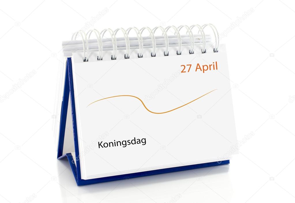 dutch calandar with kings day on 27 april