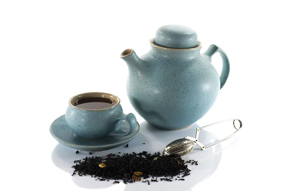Tè tazza di tè e teiera — Foto Stock