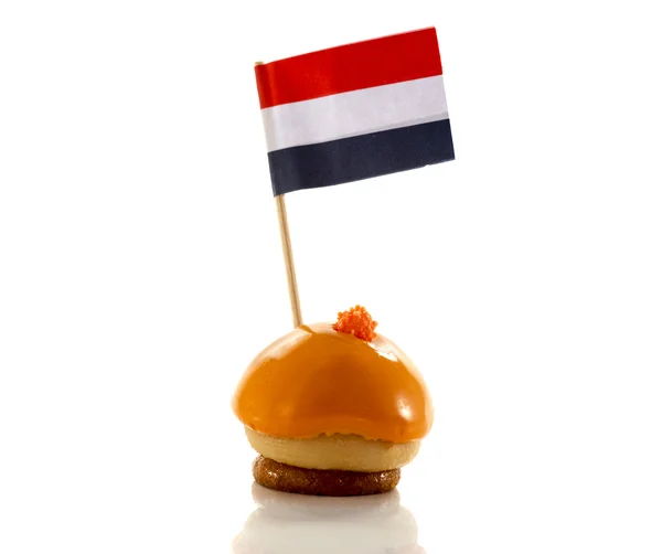 荷兰橙色糕饼与标志 — 图库照片