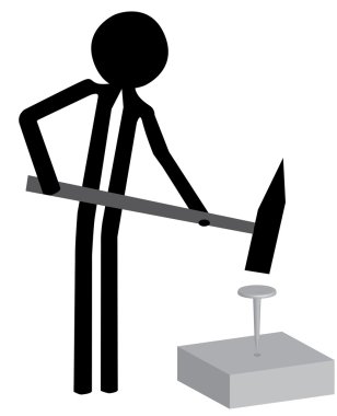 çekiç ve çivi ile adam