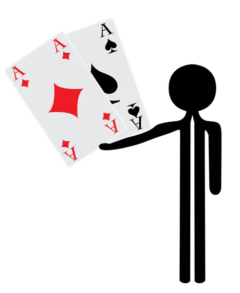 Muž s poker karty — Stockový vektor