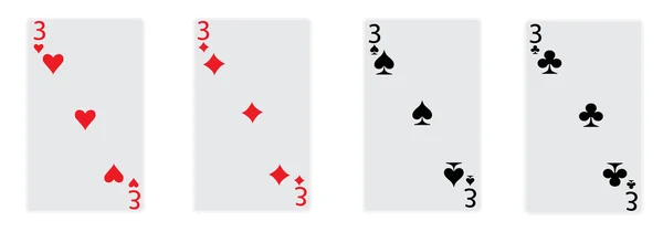 Quatre trois cartes au poker — Image vectorielle