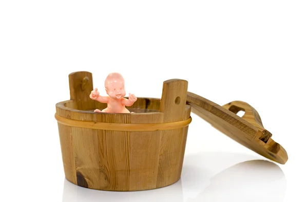 Plast baby legetøj i bad - Stock-foto