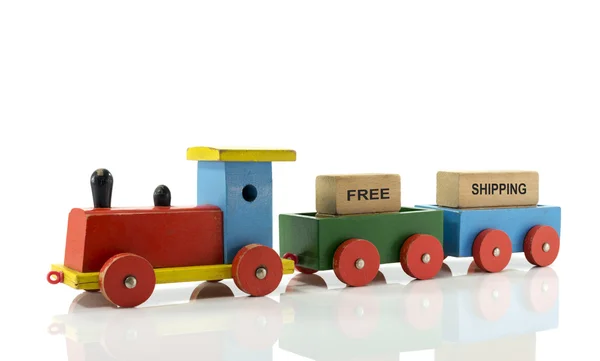 Locomotief trein met gratis verzending blokken — Stockfoto
