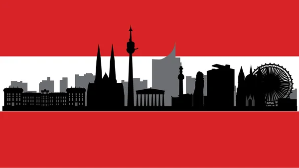 Skyline di Vienna con bandiera — Vettoriale Stock