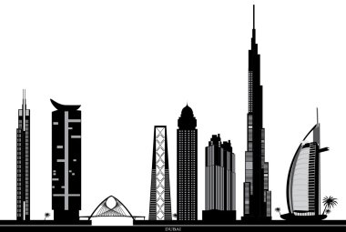 Dubai siluetinin metin plaka ile