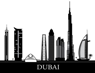 Dubai siluetinin metin plaka ile