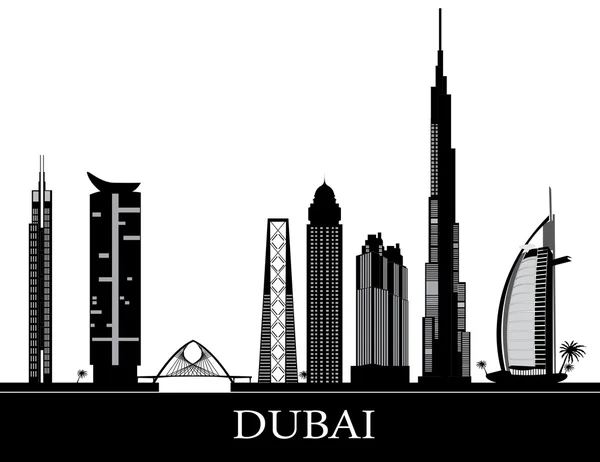 Skyline Dubai con placa de texto — Vector de stock