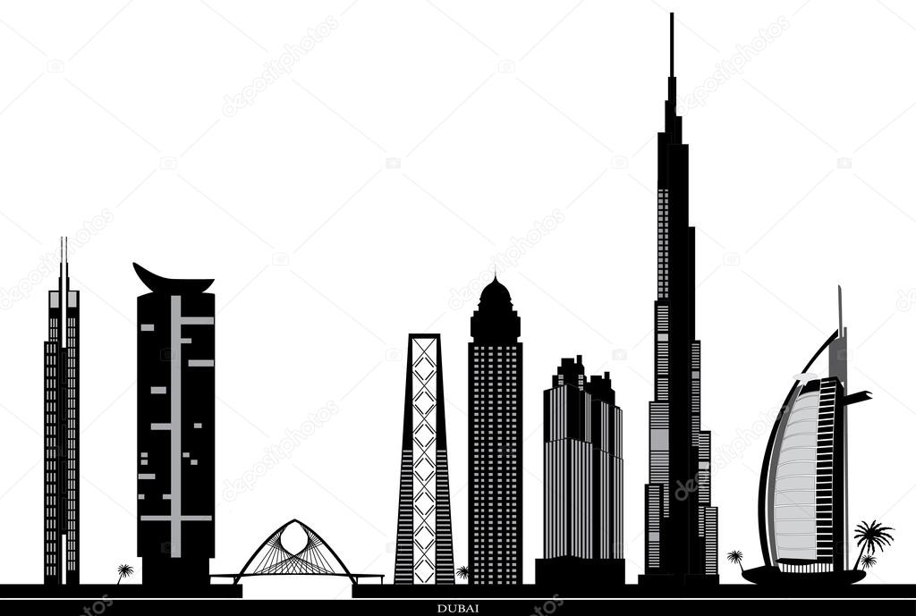Dubai skyline with text plate