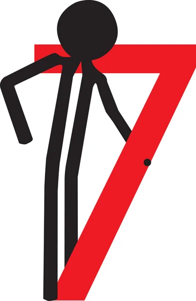 Hombre sosteniendo el número siete — Archivo Imágenes Vectoriales