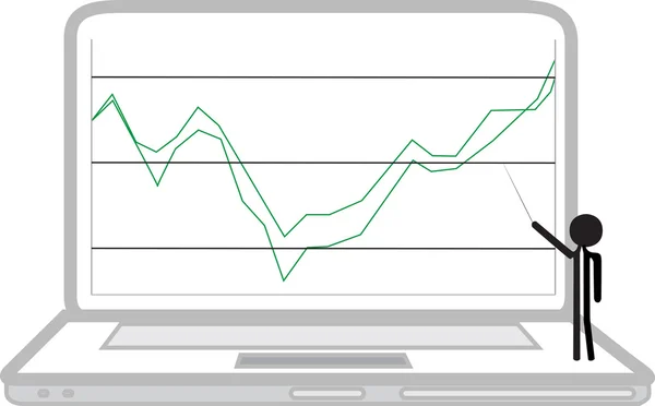 Laptop met stijgende economie — Stockfoto