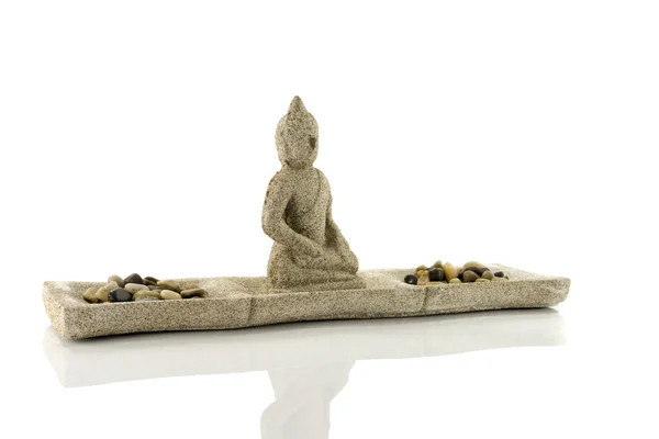 Plate with stones and budha in balance — Stock Photo, Image