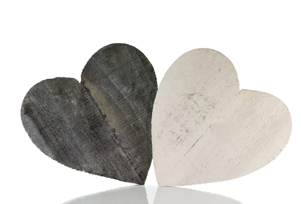 Two wooden heart shapes — Stock Photo, Image