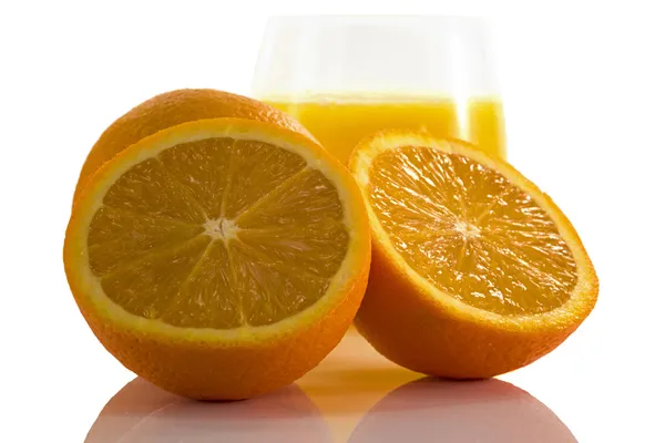 Macro orange fruit with glass — Stock fotografie