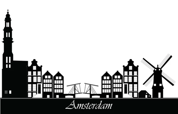 Skyline cidade holandesa Amsterdã — Vetor de Stock