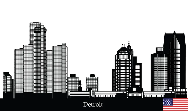 Ciudad americana de Detroit skyline — Vector de stock