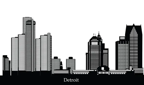 美国城市底特律天际线 — 图库矢量图片
