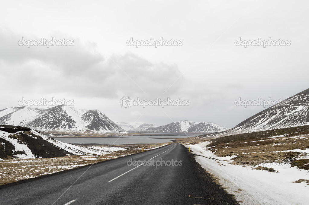 the road to  snaefellsne on the island iceland