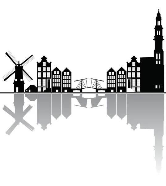 Amszterdam Hollandia skyline — Stock Vector