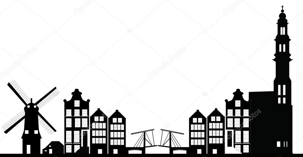skyline van Amsterdam Nederland — Stockvector ...