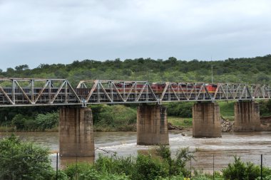 eski tren Güney Afrika filleri nehri geçerken