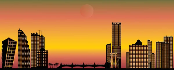 Ciudad de Miami skyline — Archivo Imágenes Vectoriales