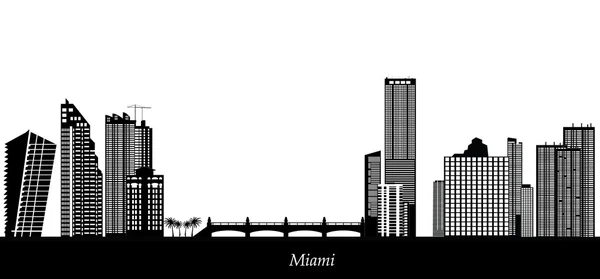 迈阿密的天际线市 — 图库矢量图片
