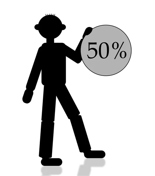 Man with discount sing 50 — Stock Photo, Image