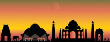 Hindistan şehir new delhi siluetini