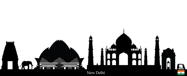 Hindistan şehir new delhi siluetini — Stok Vektör