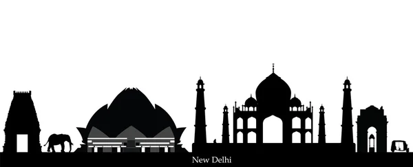 Hindistan şehir new delhi siluetini — Stok Vektör