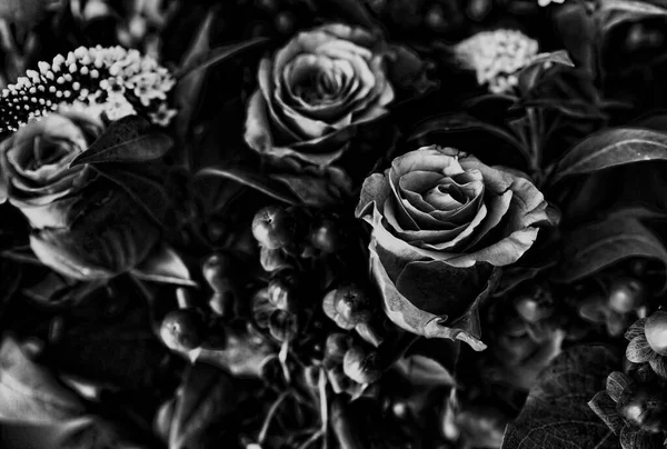 Flower bouquest of dark black art flowers — Stock Photo, Image