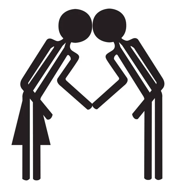 Ícone de desenho preto e branco de homem e mulher — Vetor de Stock
