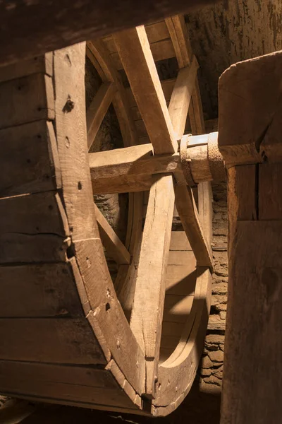 Inside old wheel of a mill — Stock Photo, Image